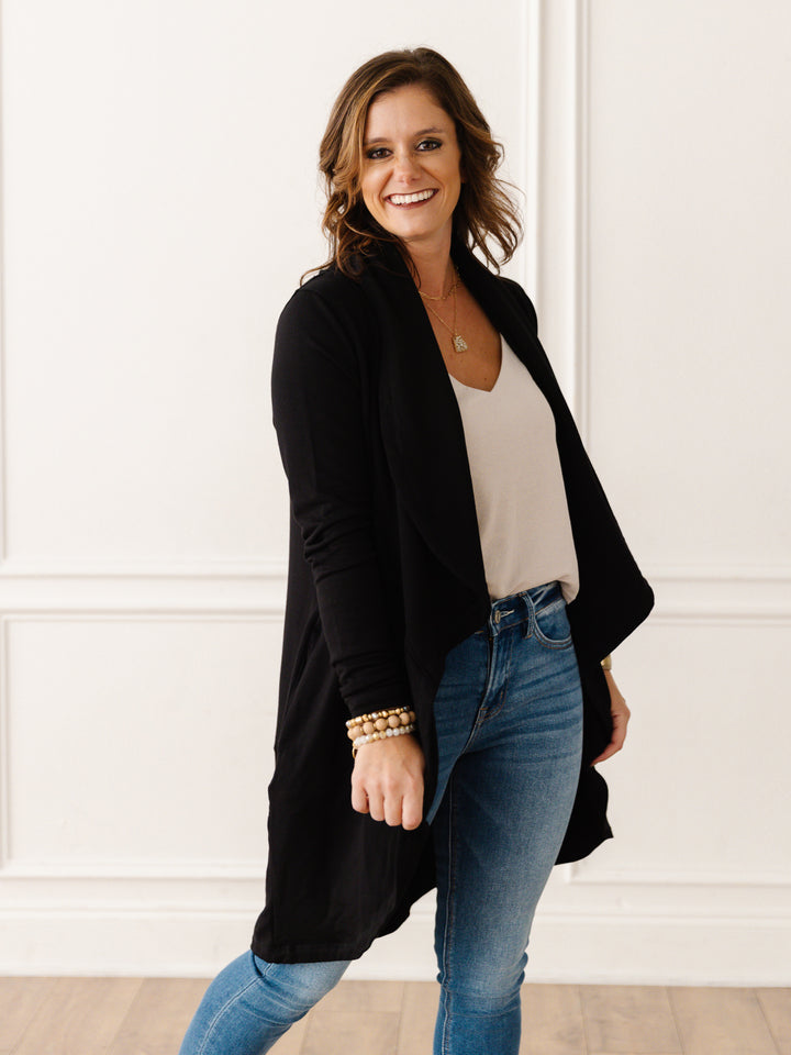 Fleece Lined Flowy Open Cardigan