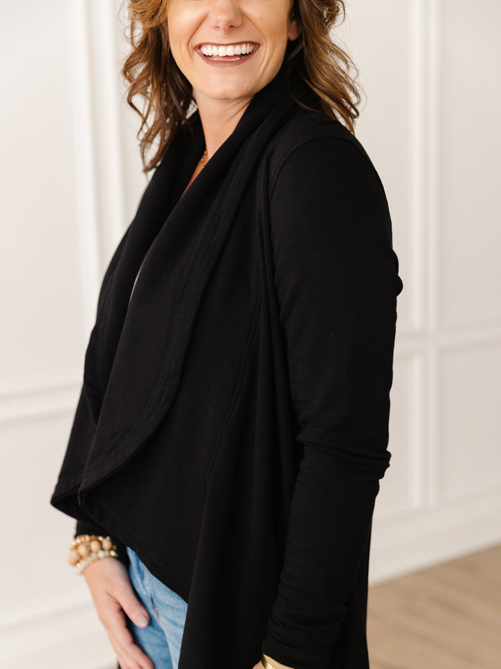 Fleece Lined Flowy Open Cardigan