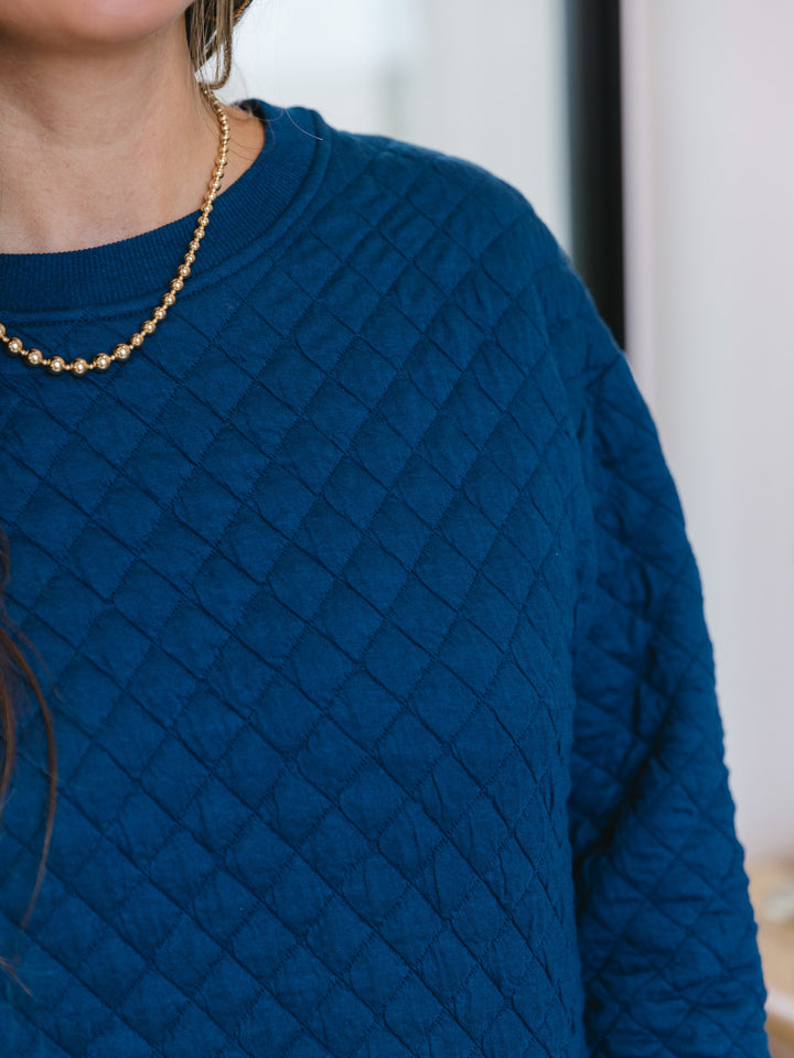 Quilted Crewneck Pullover
