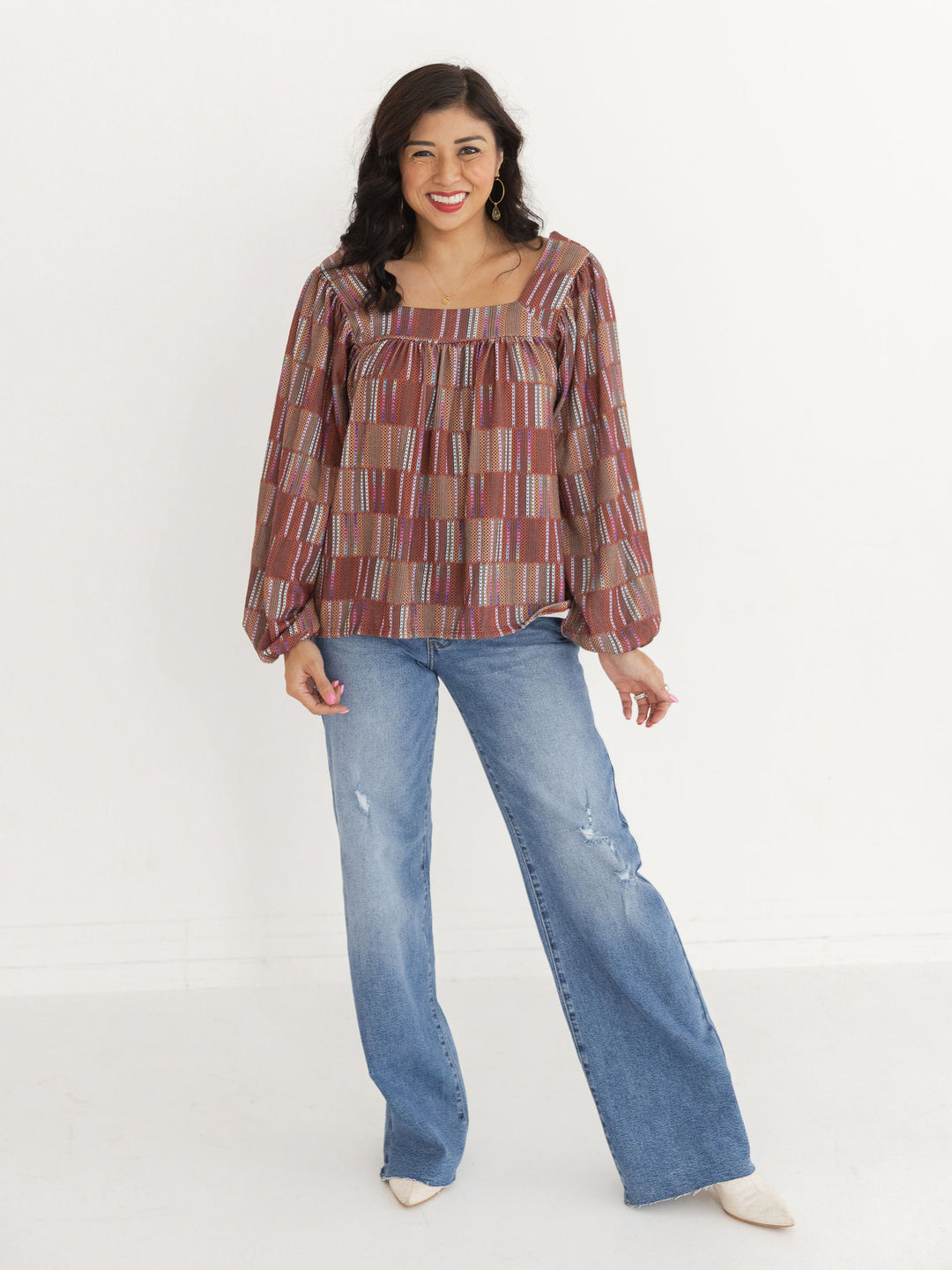 Eclipse Print Square Neck Top