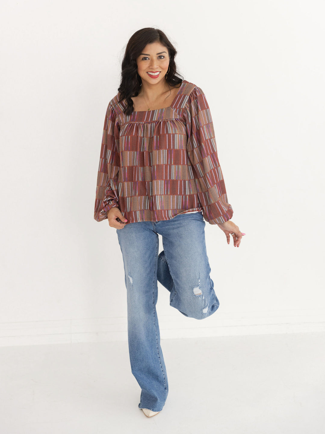 Eclipse Print Square Neck Top