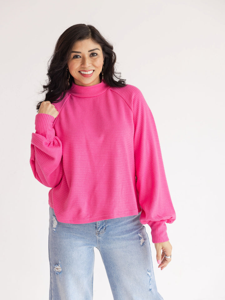 Modern Ribbed Mock Neck