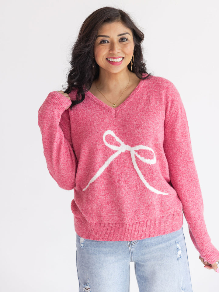 Rose Ribbon Pullover Sweater