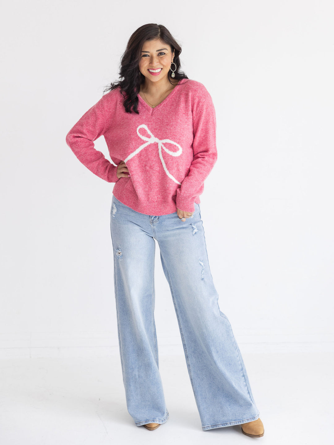 Rose Ribbon Pullover Sweater
