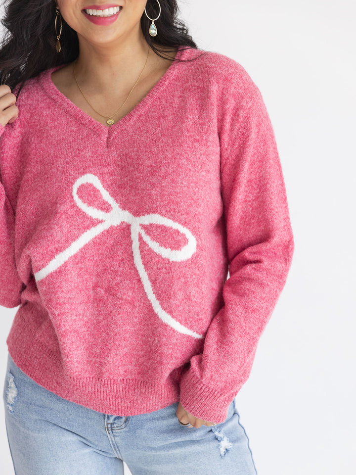 Rose Ribbon Pullover Sweater
