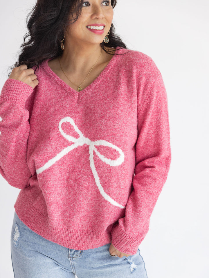 Rose Ribbon Pullover Sweater