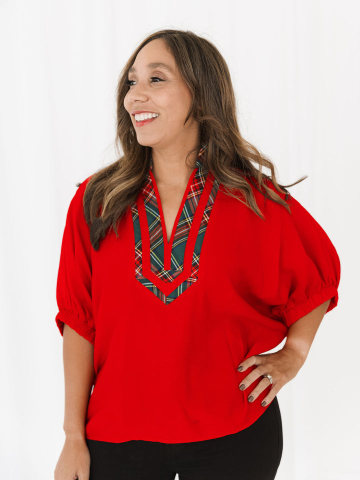 Festive Checks Collared Blouse