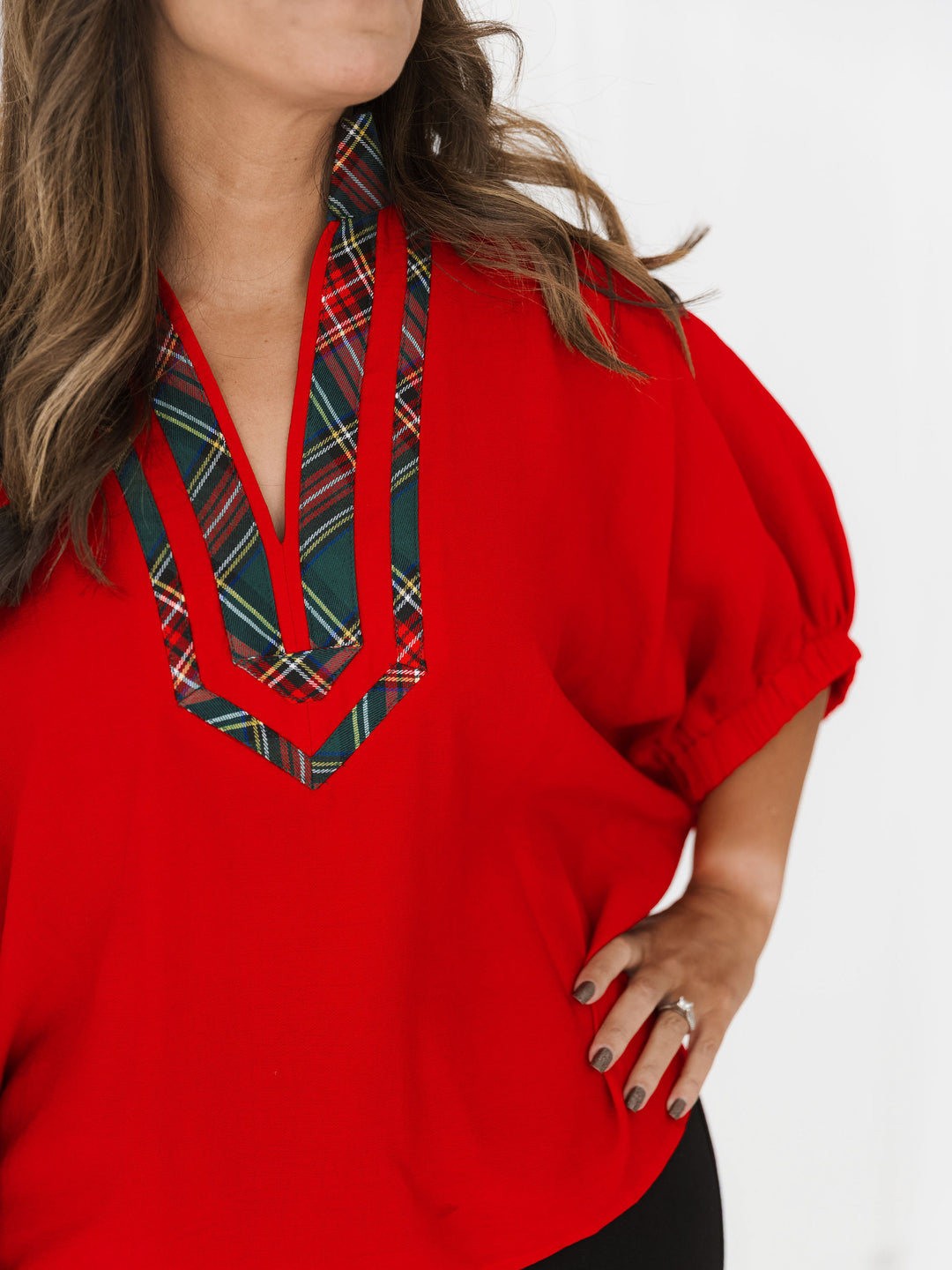 Festive Checks Collared Blouse