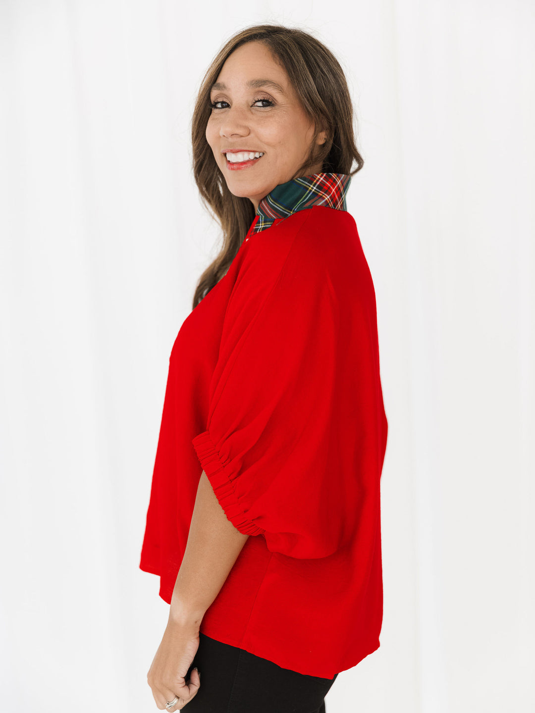 Festive Checks Collared Blouse