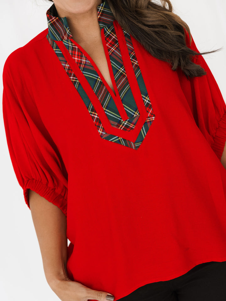 Festive Checks Collared Blouse