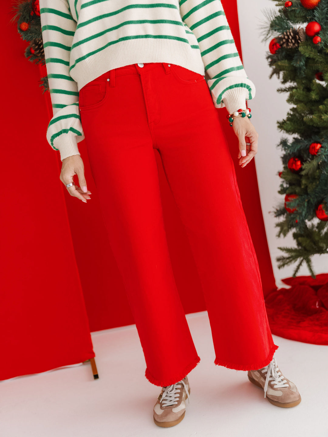 Risen Tummy Control High Rise Crop Wide Leg Pants