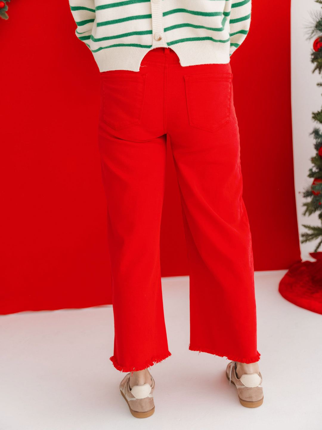 Risen Tummy Control High Rise Crop Wide Leg Pants