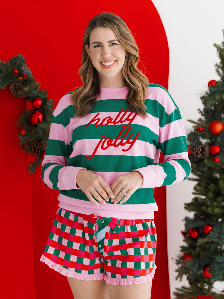Holly Jolly Striped Sweatshirt
