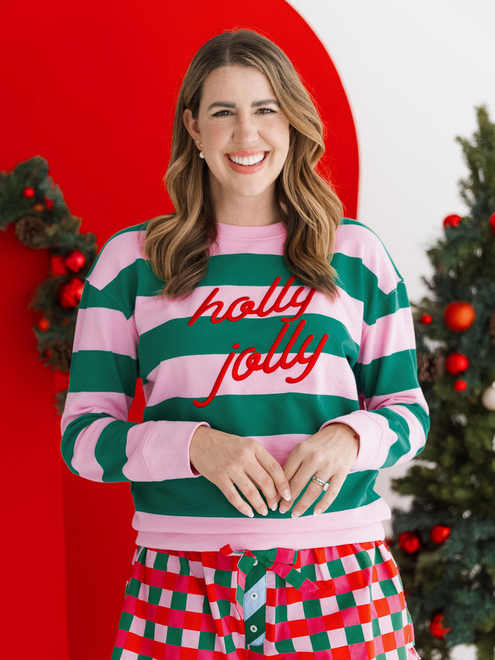 Holly Jolly Striped Sweatshirt