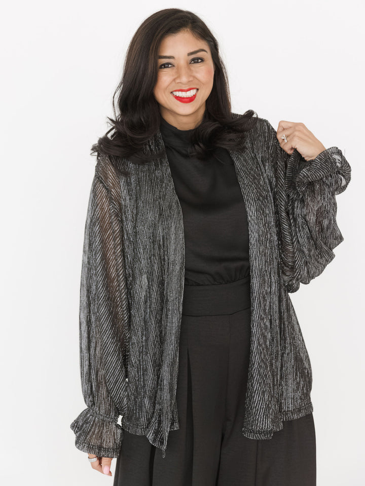 Midnight Shimmering Night Open Blouse