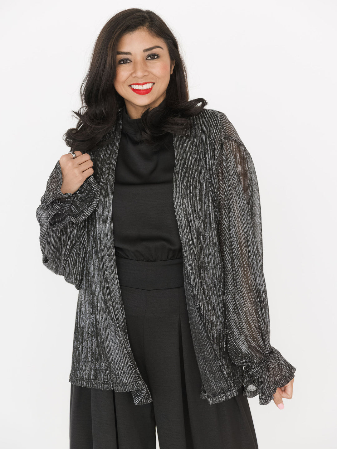 Midnight Shimmering Night Open Blouse