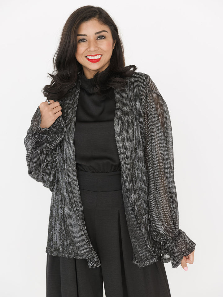 Midnight Shimmering Night Open Blouse