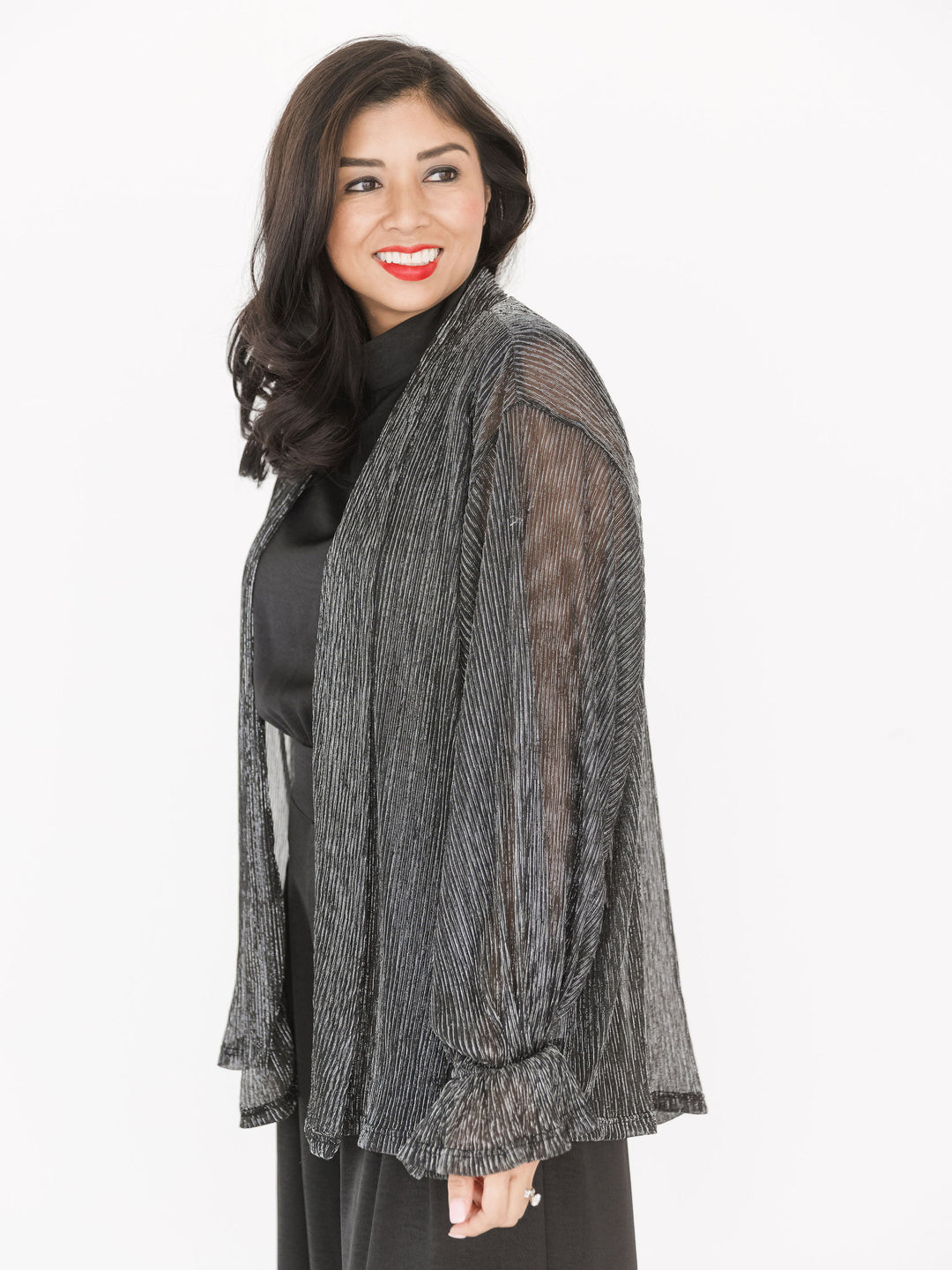 Midnight Shimmering Night Open Blouse