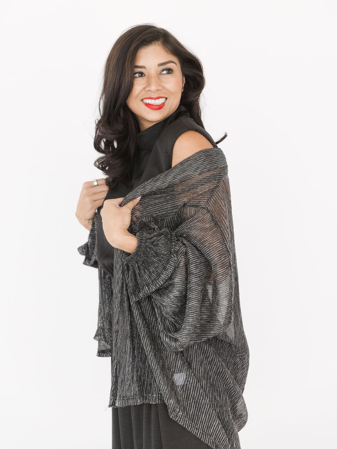 Midnight Shimmering Night Open Blouse