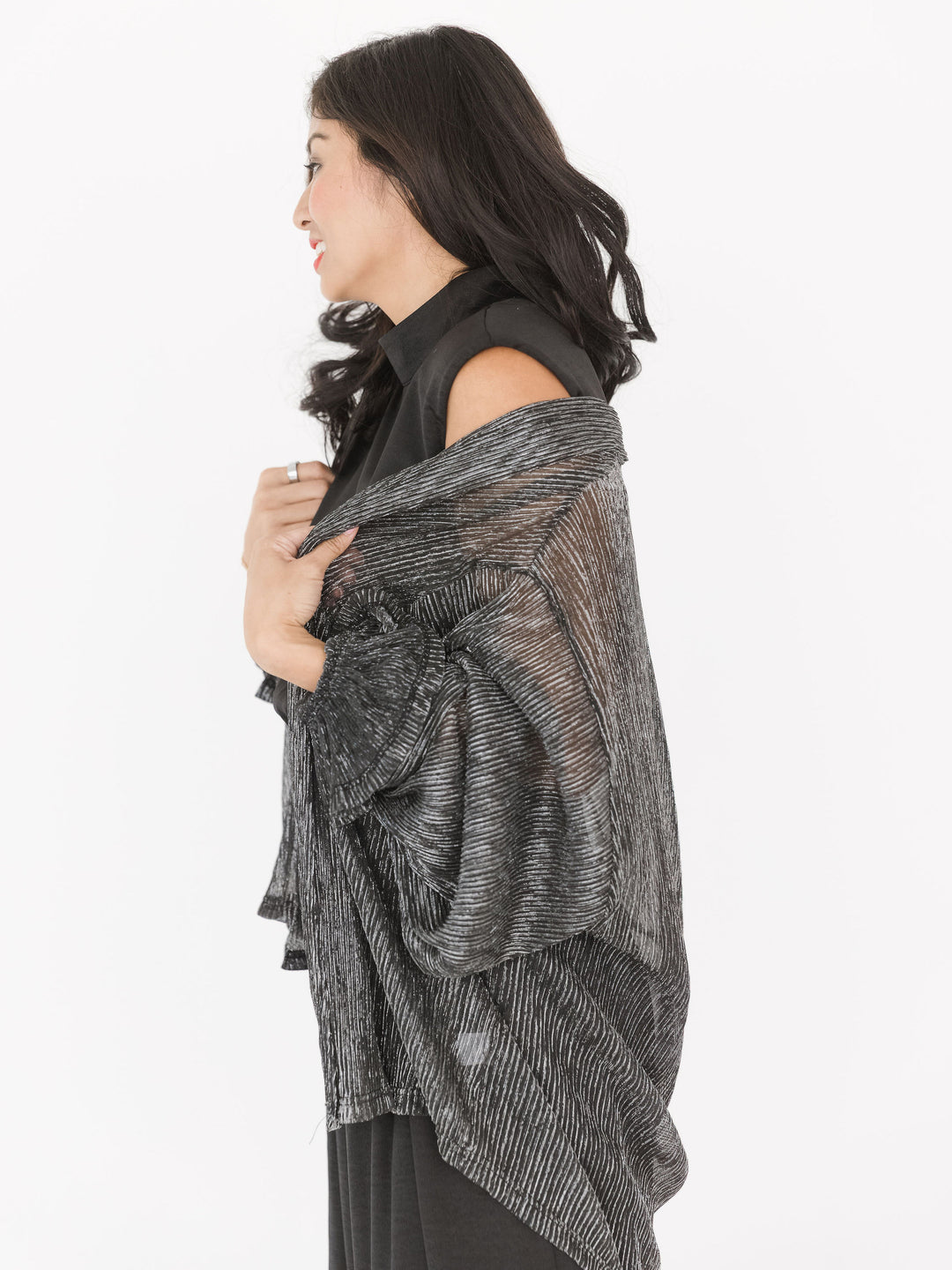 Midnight Shimmering Night Open Blouse