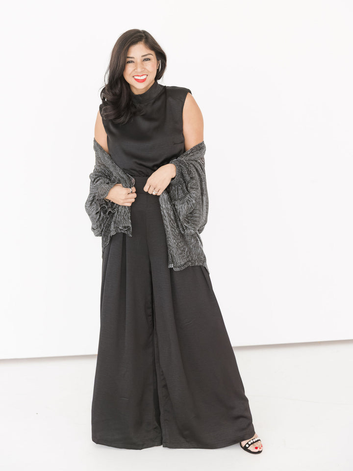 Midnight Shimmering Night Open Blouse