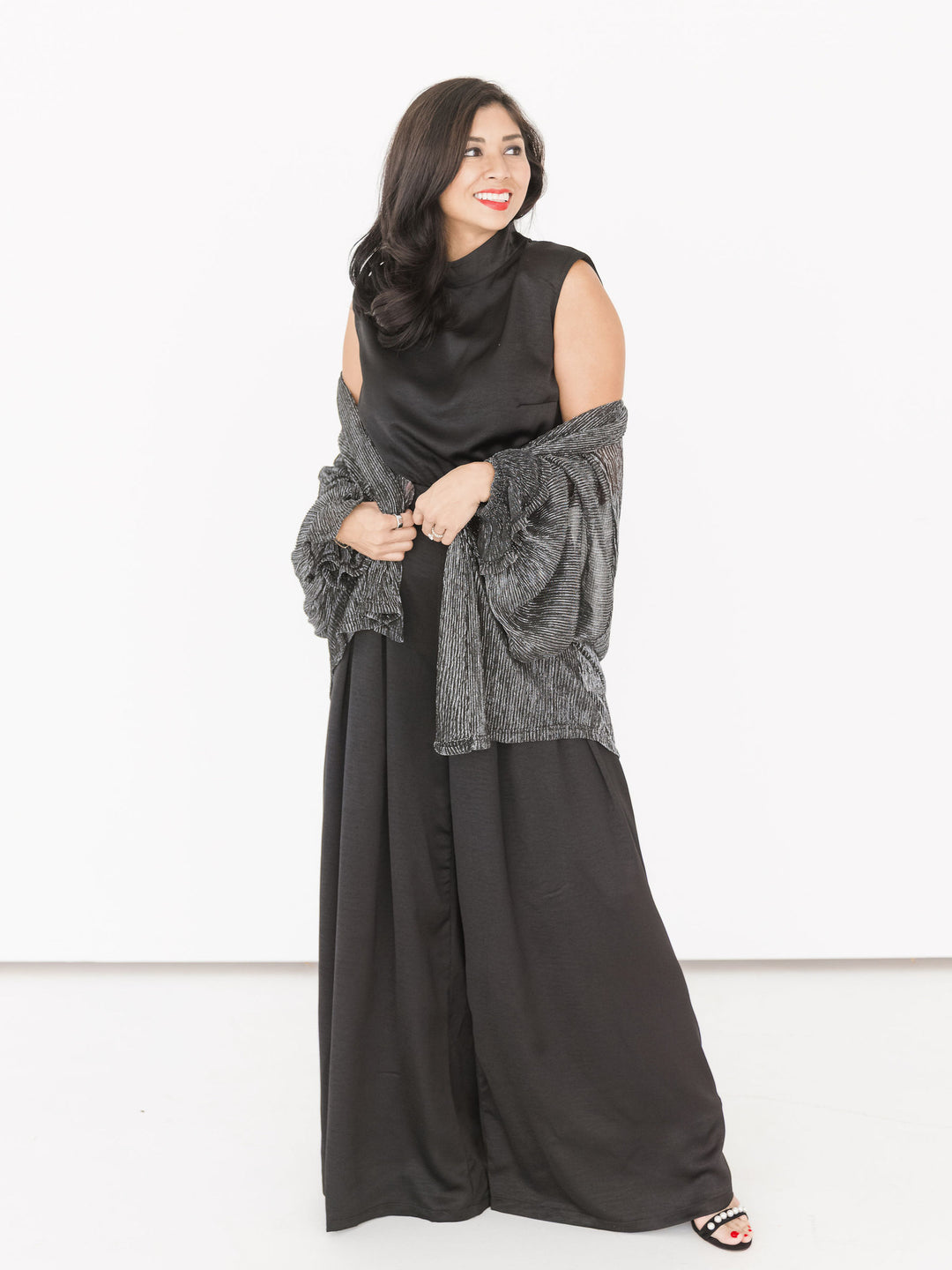 Midnight Shimmering Night Open Blouse