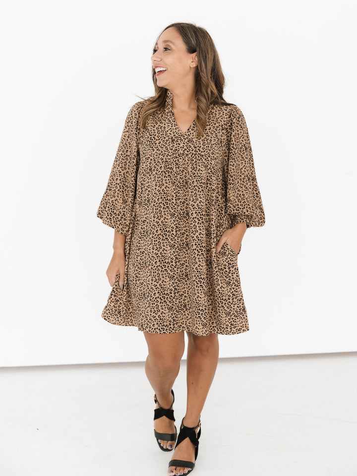 Chelsea Cheetah Bubble Sleeve Dress