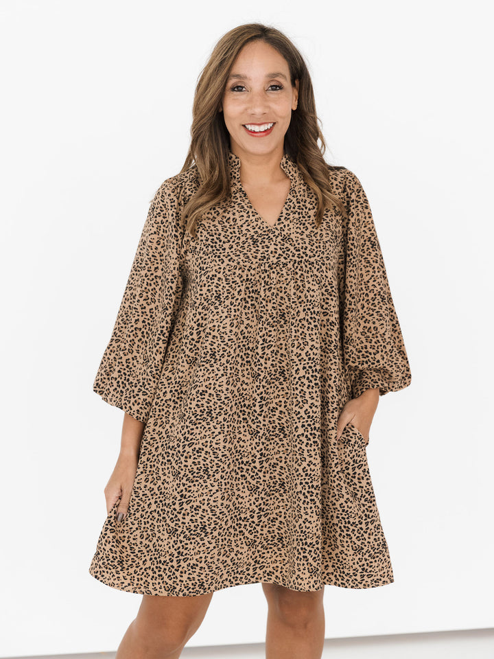 Chelsea Cheetah Bubble Sleeve Dress
