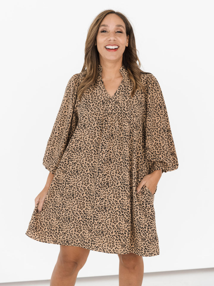 Chelsea Cheetah Bubble Sleeve Dress
