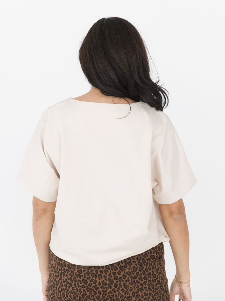 Drew Drawstring Crew Neck Short Sleeve Top