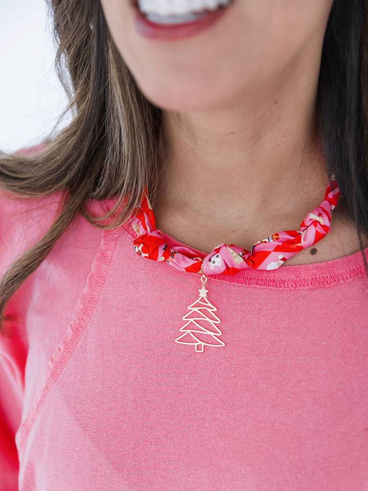 Christmas Silk Knotted Scarf Necklace