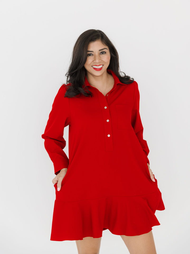 Finley Flutter Long Sleeve Button Dress