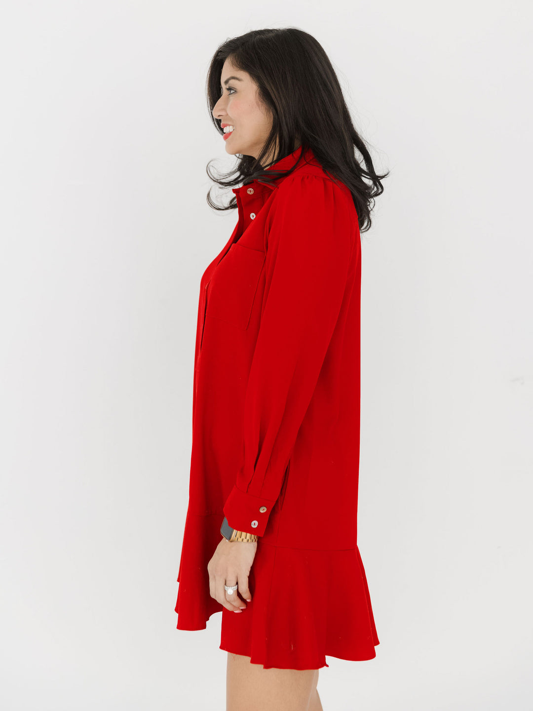 Finley Flutter Long Sleeve Button Dress