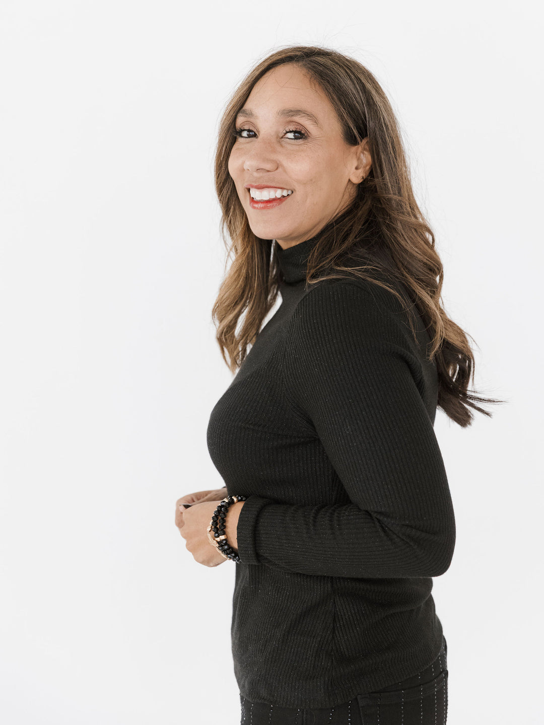 Midnight Shimmer Mock Neck Top