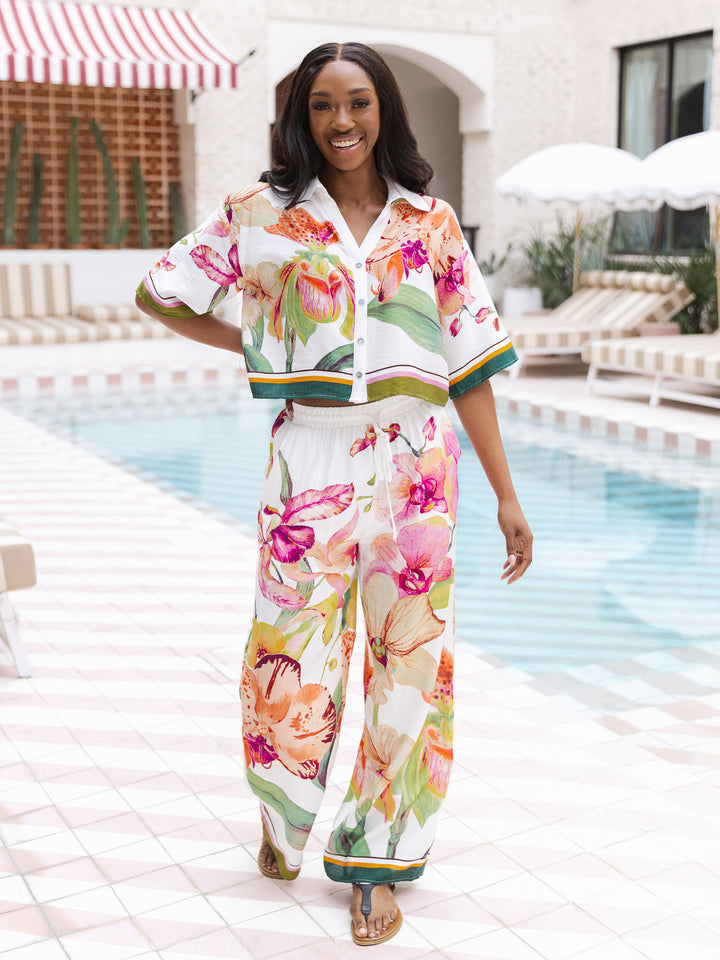 Flirting in Florals Elastic Waist Pant