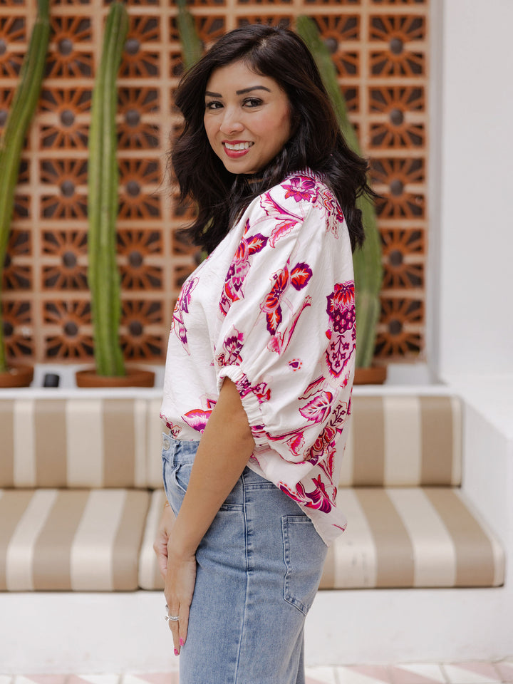 The Proper Petal Elastic Sleeve Blouse