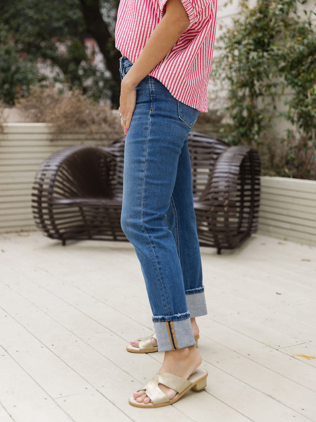Vervet High Rise Cuffed Slim Straight