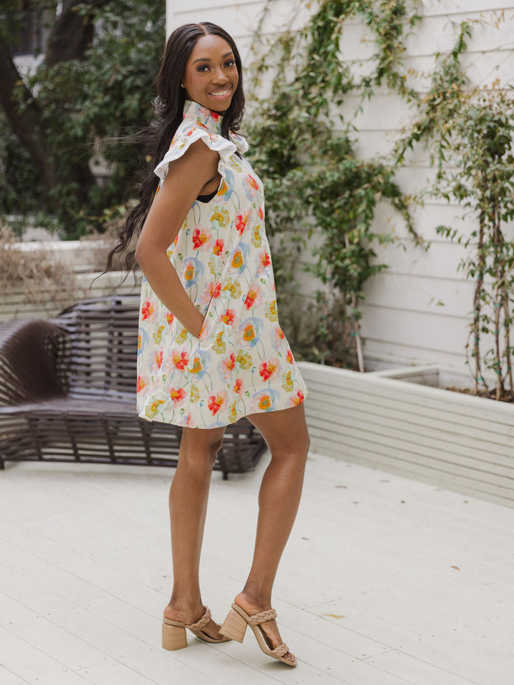 Watercolor Poppy Dress
