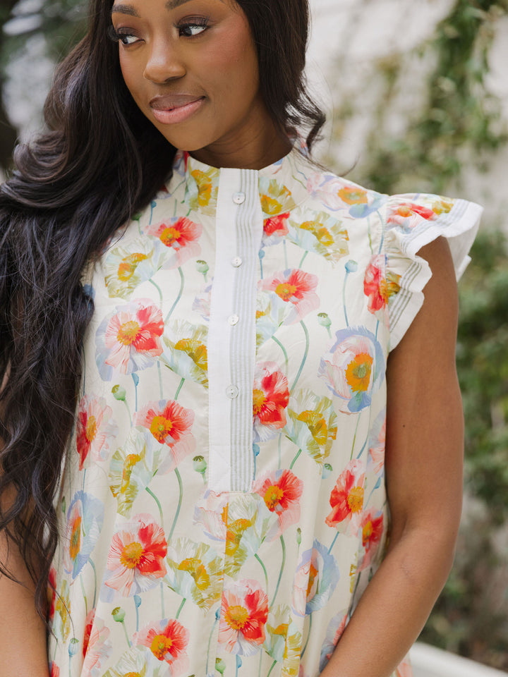 Watercolor Poppy Dress