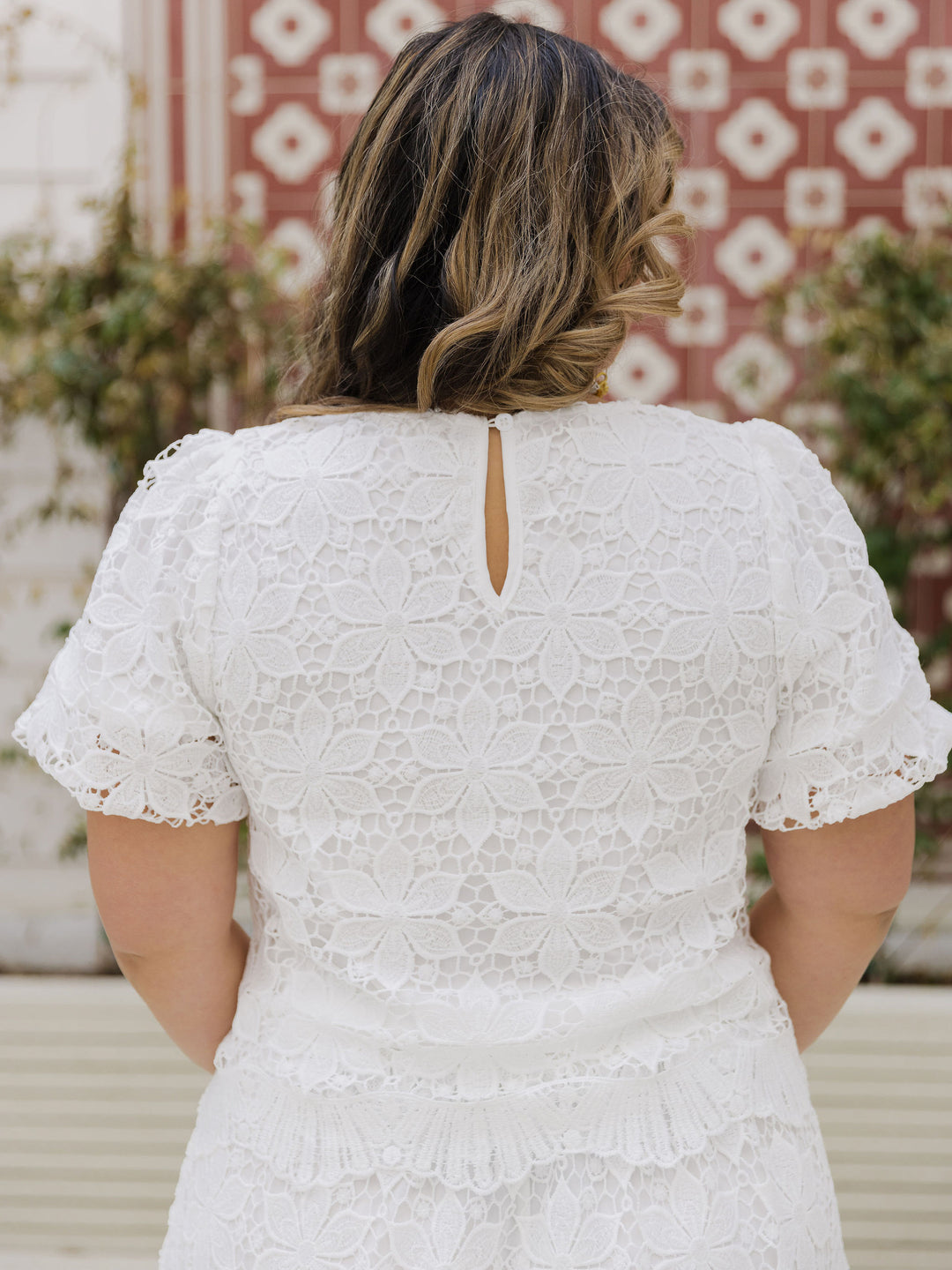 Lacey Look Through Puff Sleeve Top