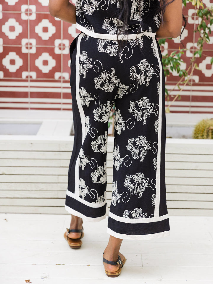 Chic Stripes & Scribbles Wide Leg Pant