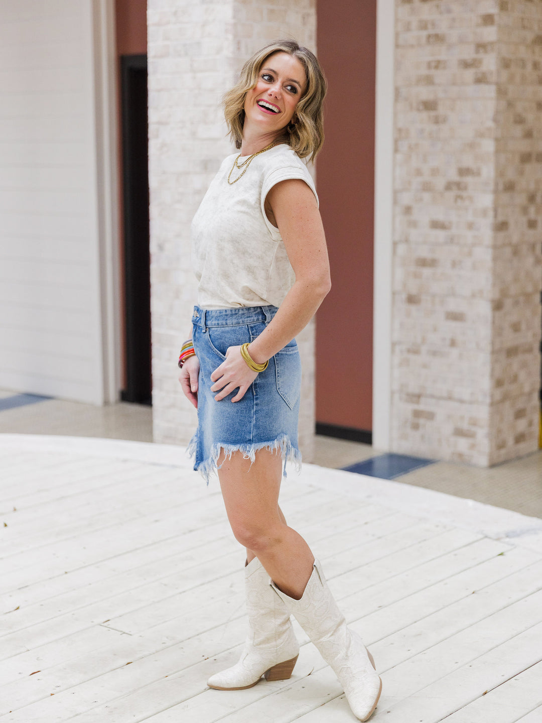 Cowgirl Cut Denim Skirt