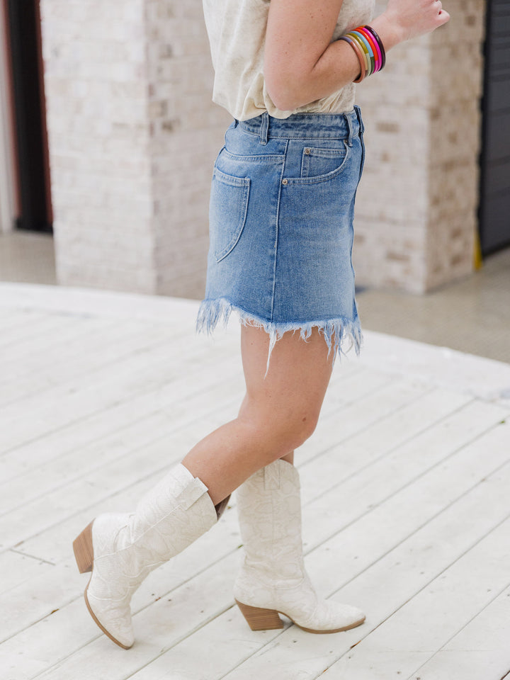 Cowgirl Cut Denim Skirt