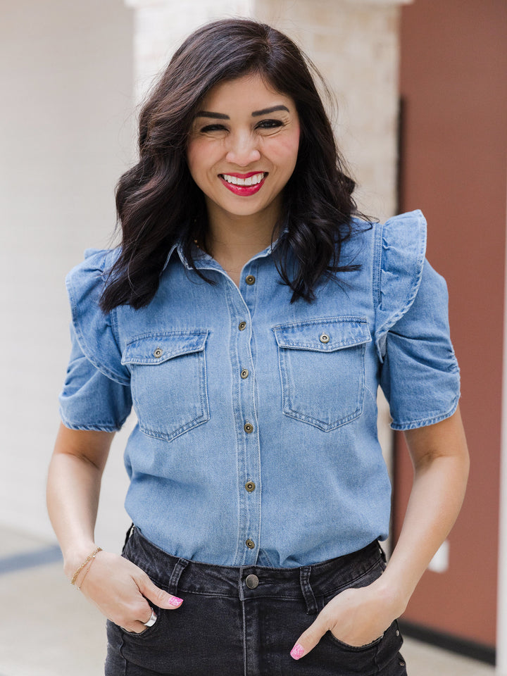 Delilah Denim Button Up Blouse