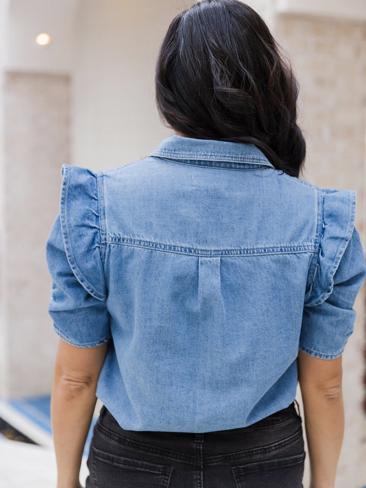 Delilah Denim Button Up Blouse