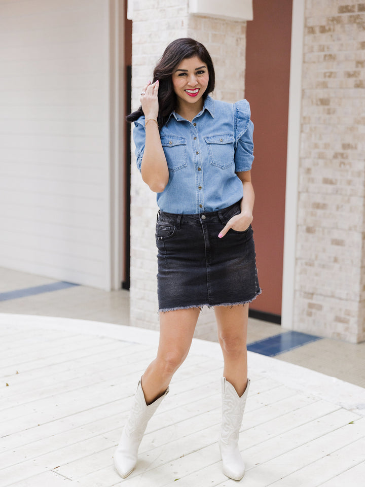 Smoky Studded Denim Skirt