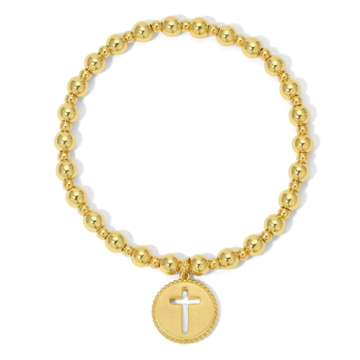 Gold Plated Cross Cutout Stretch Bracelet