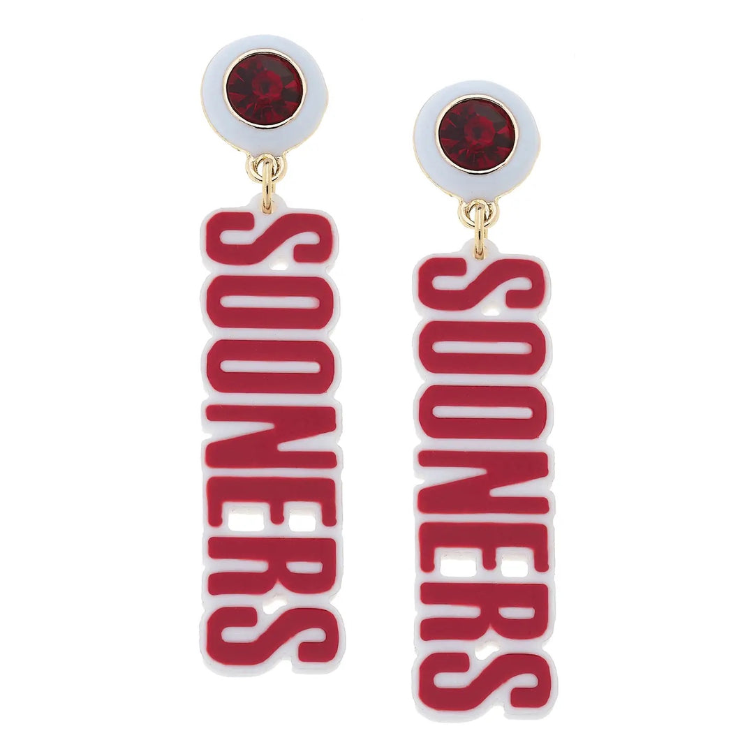 Oklahoma Sooners Rhinestone & Resin Earrings