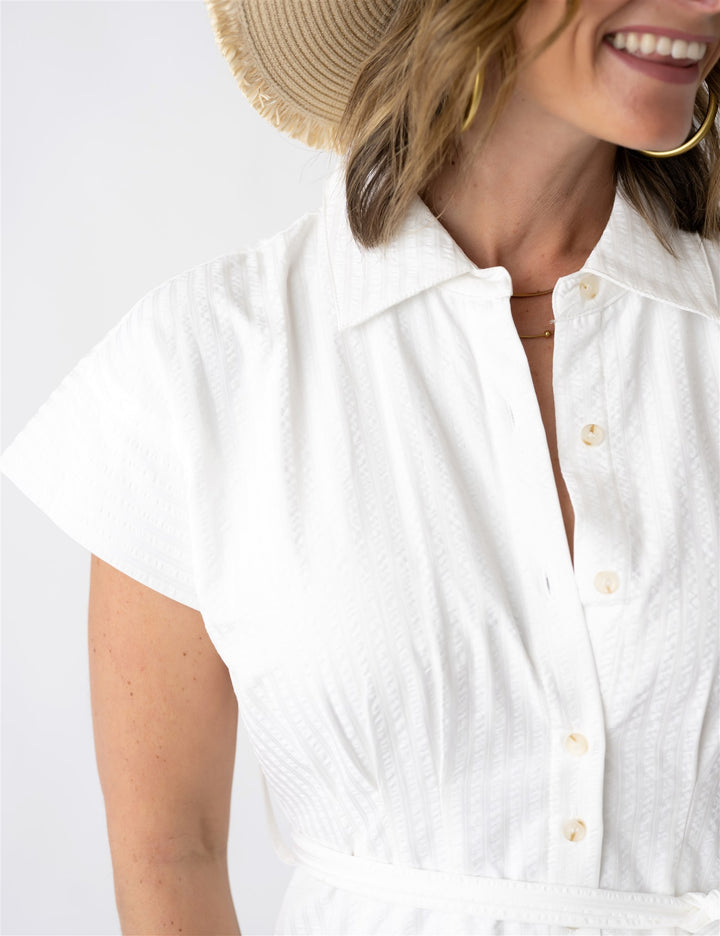 Seersucker Stripe Button Up Dress