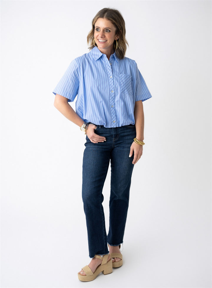 The Pouf & Pinstripe Button Up